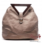Designer Inspired Faux Leather Handbag w/ Triangle Wood like Handles